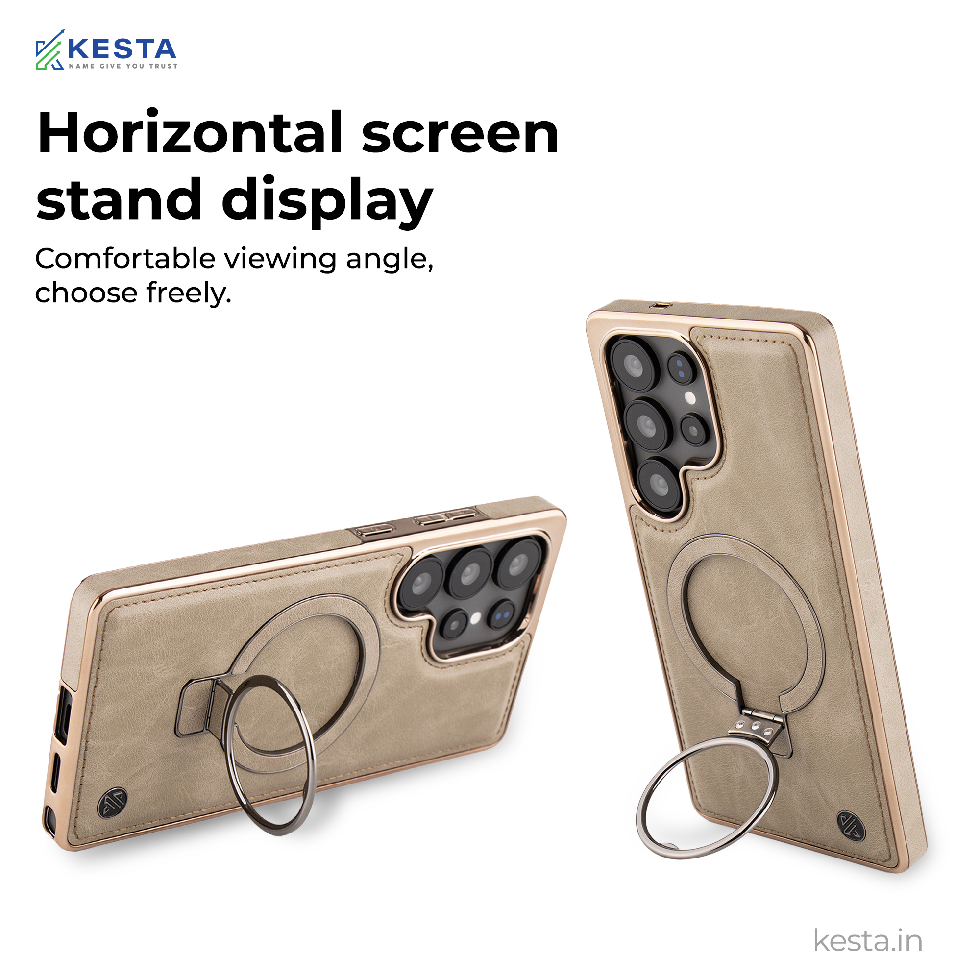 Samsung S25 Ultra Cover - Classy Elite Desert Leather Case (Built-In Magnetic Ring Holder)